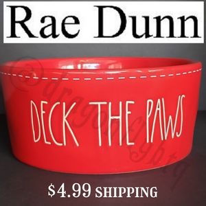 HP! Rae Dunn XL "Deck the Paws" L Pet Bowl